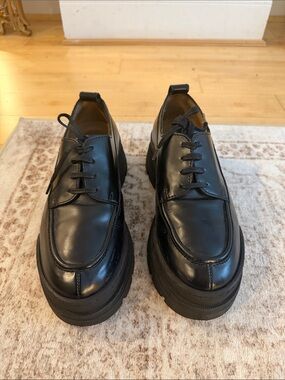 & Other Stories Black Platform Leather  Lace-Up Loafers